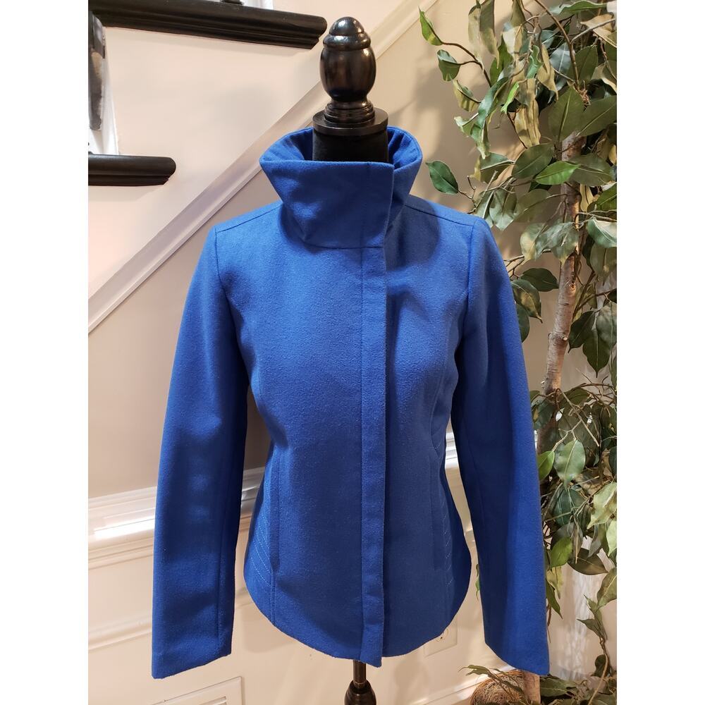 Kensie Blue Full Zip High Collar Moto Jacket Women’s Size M Polyester Stretch - Picture 2 of 13